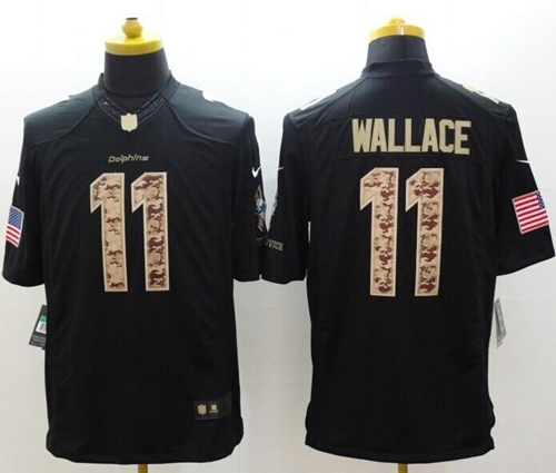 Dolphins #11 Mike Wallace Black Men's Stitched NFL Limited Salute to Service Jersey