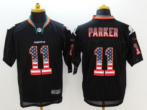  Dolphins #11 DeVante Parker Black Men's Stitched NFL Elite USA Flag Fashion Jersey