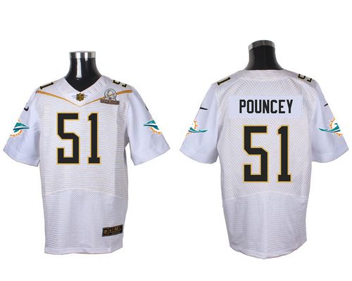  Dolphins #51 Mike Pouncey White 2016 Pro Bowl Men's Stitched NFL Elite Jersey