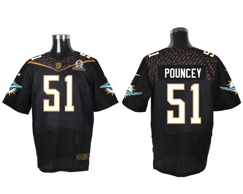  Dolphins #51 Mike Pouncey Black 2016 Pro Bowl Men's Stitched NFL Elite Jersey