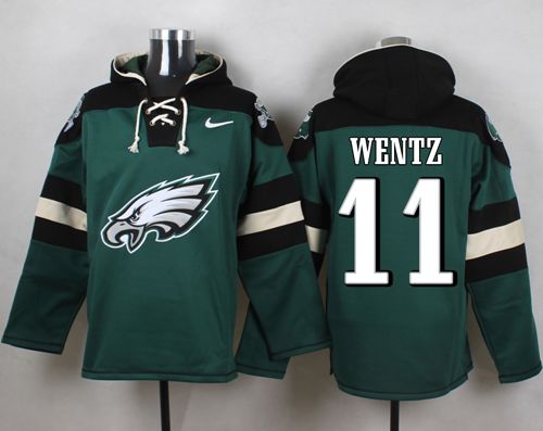  Eagles #11 Carson Wentz Midnight Green Player Pullover Hoodie