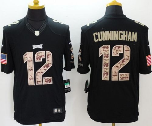  Eagles #12 Randall Cunningham Black Men's Stitched NFL Limited Salute to Service Jersey
