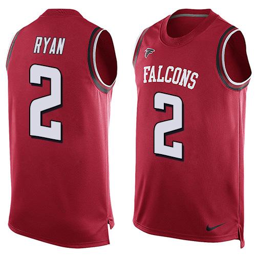  Falcons #2 Matt Ryan Red Team Color Men's Stitched NFL Limited Tank Top Jersey