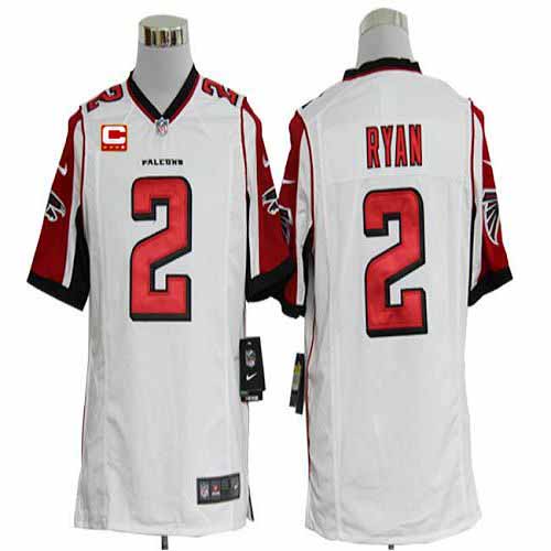  Falcons #2 Matt Ryan White With C Patch Men's Stitched NFL Game Jersey
