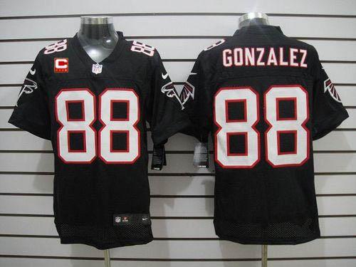  Falcons #88 Tony Gonzalez Black Alternate With C Patch Men's Stitched NFL Elite Jersey