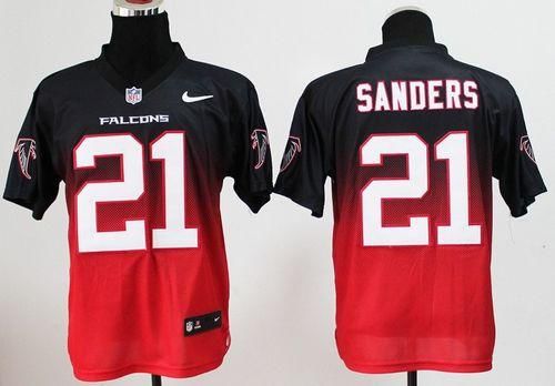  Falcons #21 Deion Sanders Black/Red Men's Stitched NFL Elite Fadeaway Fashion Jersey