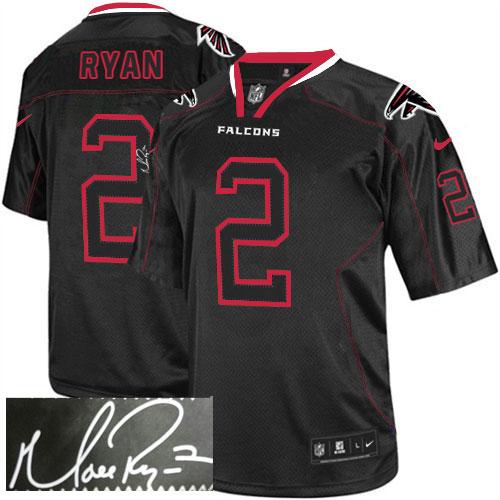  Falcons #2 Matt Ryan Lights Out Black Men's Stitched NFL Elite Autographed Jersey