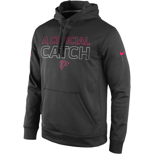 Atlanta Falcons  Breast Cancer Awareness KO Pullover Performance Hoodie Charcoal