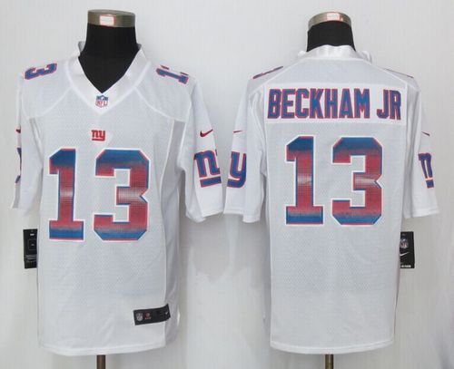  Giants #13 Odell Beckham Jr White Men's Stitched NFL Limited Strobe Jersey