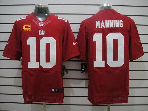  Giants #10 Eli Manning Red Alternate With C Patch Men's Stitched NFL Elite Jersey