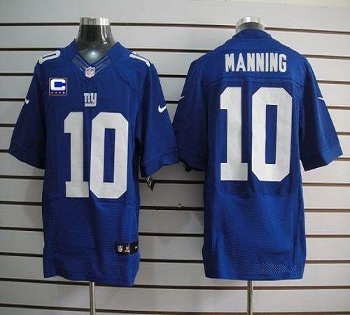  Giants #10 Eli Manning Royal Blue Team Color With C Patch Men's Stitched NFL Elite Jersey