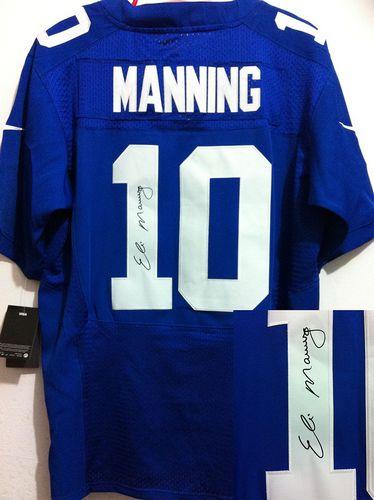  Giants #10 Eli Manning Royal Blue Team Color Men's Stitched NFL Elite Autographed Jersey