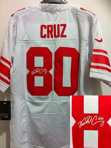 Giants #80 Victor Cruz White Men's Stitched NFL Elite Autographed Jersey