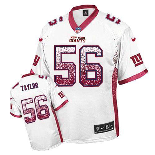  Giants #56 Lawrence Taylor White Men's Stitched NFL Elite Drift Fashion Jersey