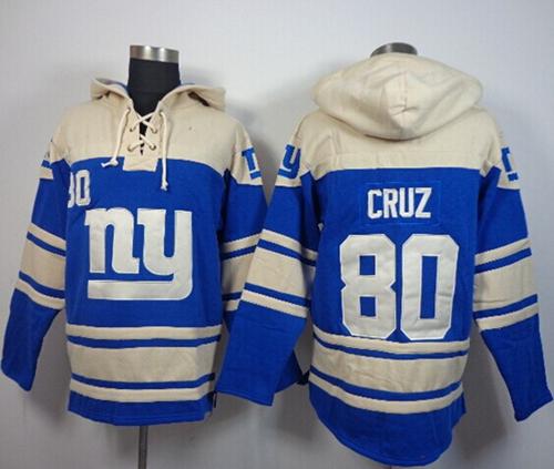  Giants #80 Victor Cruz Blue Sawyer Hooded Sweatshirt NFL Hoodie