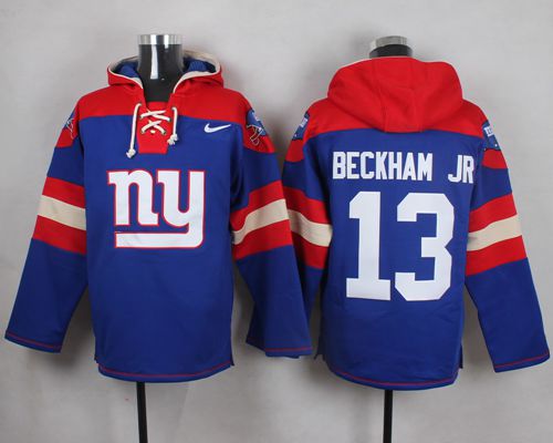  Giants #13 Odell Beckham Jr Royal Blue Player Pullover NFL Hoodie