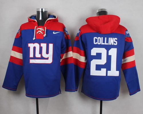  Giants #21 Landon Collins Royal Blue Player Pullover NFL Hoodie