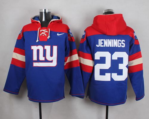  Giants #23 Rashad Jennings Royal Blue Player Pullover NFL Hoodie