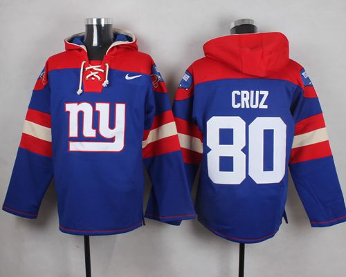  Giants #80 Victor Cruz Royal Blue Player Pullover NFL Hoodie