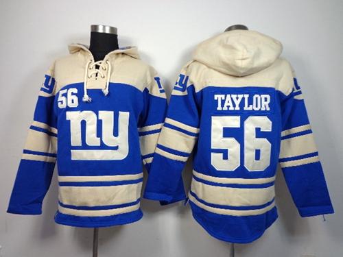  Giants #56 Lawrence Taylor Blue Sawyer Hooded Sweatshirt NFL Hoodie