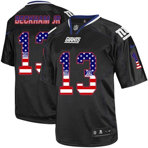  Giants #13 Odell Beckham Jr Black Men's Stitched NFL Elite USA Flag Fashion Jersey
