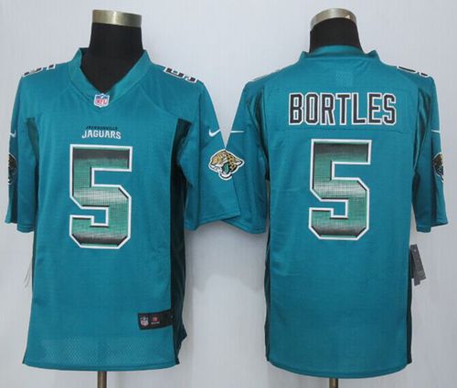  Jaguars #5 Blake Bortles Teal Green Team Color Men's Stitched NFL Limited Strobe Jersey