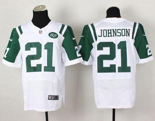  Jets #21 Chris Johnson White Men's Stitched NFL Elite Jersey
