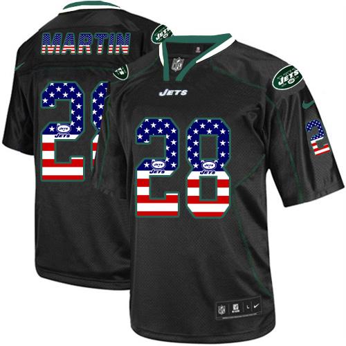  Jets #28 Curtis Martin Black Men's Stitched NFL Elite USA Flag Fashion Jersey