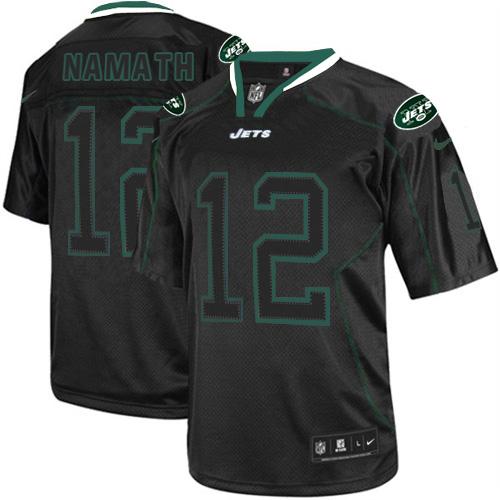  Jets #12 Joe Namath Lights Out Black Men's Stitched NFL Elite Jersey