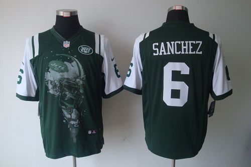  Jets #6 Mark Sanchez Green Team Color Men's Stitched NFL Helmet Tri Blend Limited Jersey