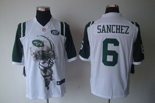  Jets #6 Mark Sanchez White Men's Stitched NFL Helmet Tri Blend Limited Jersey
