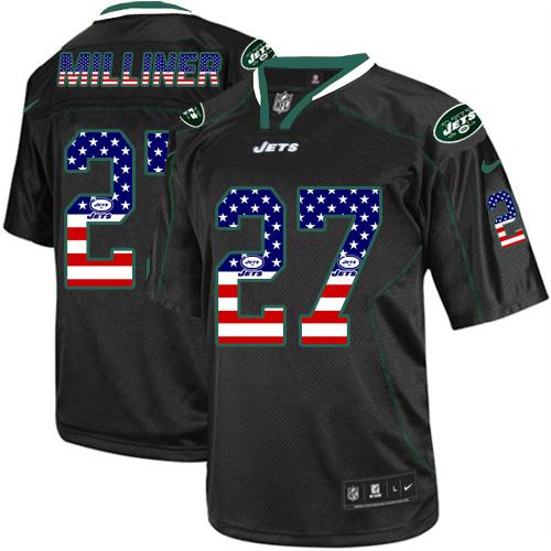  Jets #27 Dee Milliner Black Men's Stitched NFL Elite USA Flag Fashion Jersey
