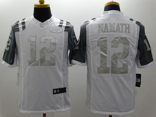  Jets #12 Joe Namath White Men's Stitched NFL Limited Platinum Jersey