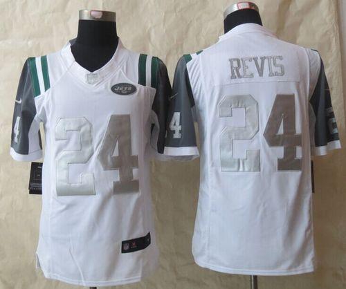  Jets #24 Darrelle Revis White Men's Stitched NFL Limited Platinum Jersey