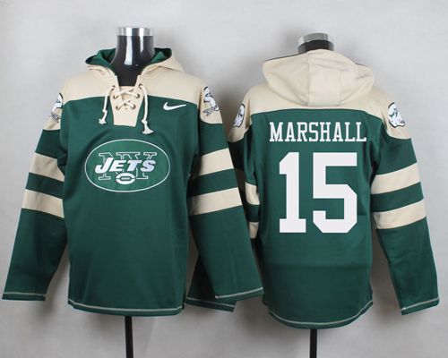  Jets #15 Brandon Marshall Green Player Pullover NFL Hoodie