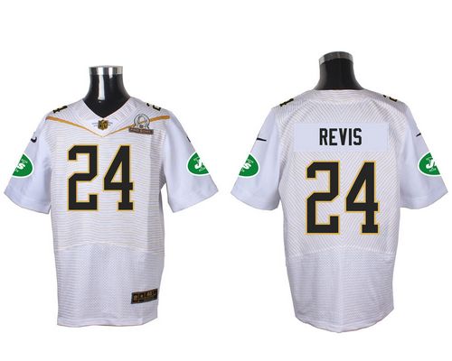  Jets #24 Darrelle Revis White 2016 Pro Bowl Men's Stitched NFL Elite Jersey