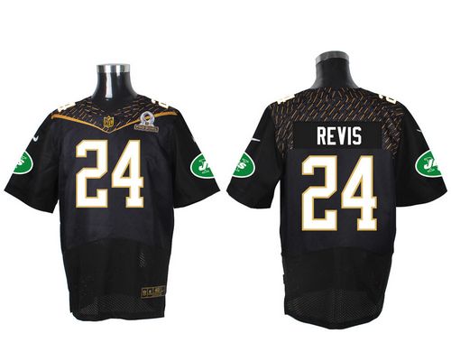  Jets #24 Darrelle Revis Black 2016 Pro Bowl Men's Stitched NFL Elite Jersey