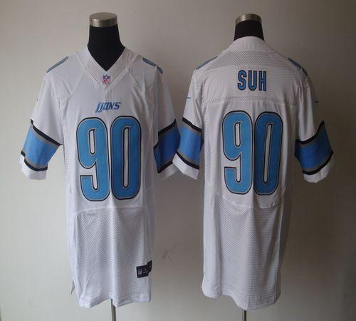  Lions #90 Ndamukong Suh White Men's Stitched NFL Elite Jersey