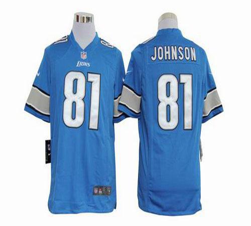  Lions #81 Calvin Johnson Blue Team Color Men's Stitched NFL Game Jersey