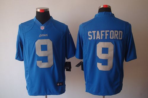  Lions #9 Matthew Stafford Blue Alternate Throwback Men's Stitched NFL Limited Jersey