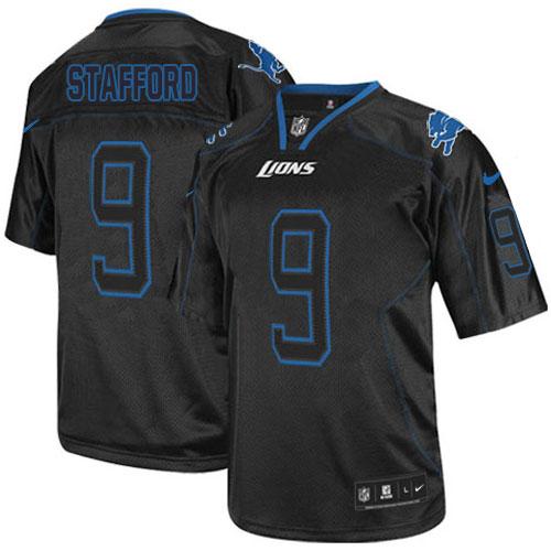  Lions #9 Matthew Stafford Lights Out Black Men's Stitched NFL Elite Jersey
