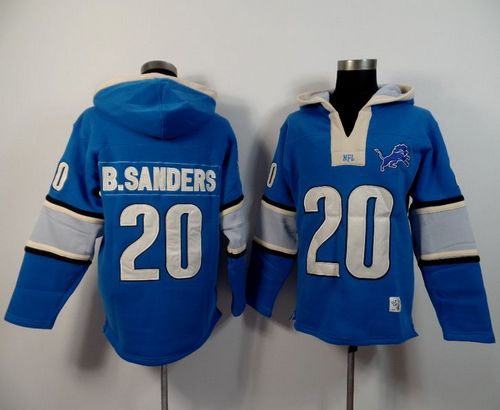 Detroit Lions #20 Barry Sanders Blue Player Winning Method Pullover NFL Hoodie