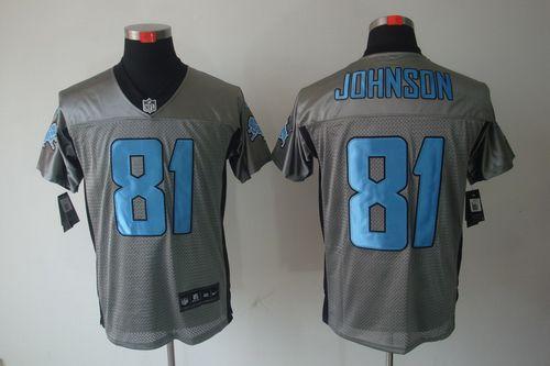  Lions #81 Calvin Johnson Grey Shadow Men's Stitched NFL Elite Jersey