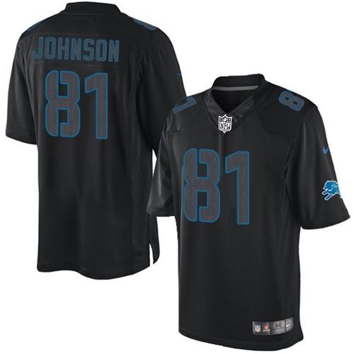  Lions #81 Calvin Johnson Black Men's Stitched NFL Impact Limited Jersey