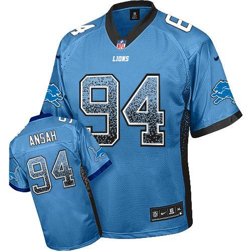  Lions #94 Ziggy Ansah Blue Team Color Men's Stitched NFL Elite Drift Fashion Jersey