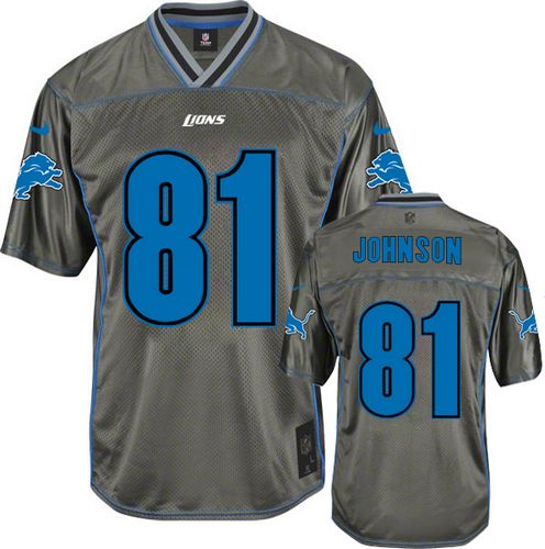  Lions #81 Calvin Johnson Grey Men's Stitched NFL Elite Vapor Jersey