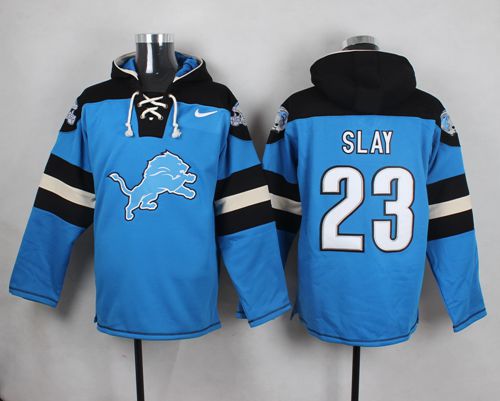  Lions #23 Darius Slay Blue Player Pullover NFL Hoodie