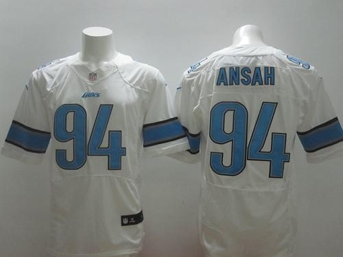  Lions #94 Ziggy Ansah White Men's Stitched NFL Elite Jersey