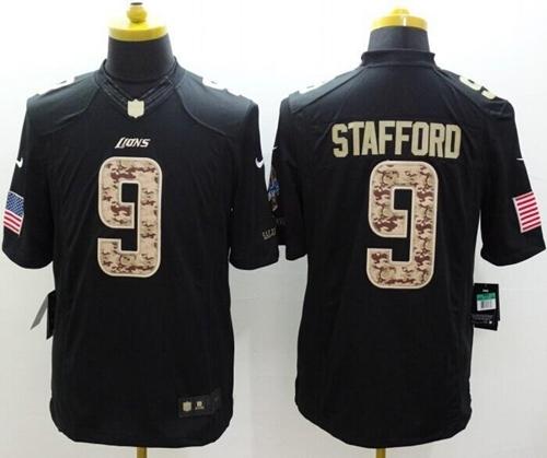  Lions #9 Matthew Stafford Black Men's Stitched NFL Limited Salute to Service Jersey