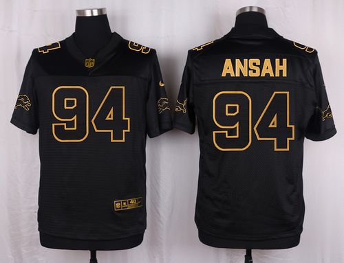 Lions #94 Ziggy Ansah Black Men's Stitched NFL Elite Pro Line Gold Collection Jersey